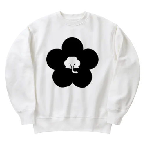 動物家紋。H.T.（裏梅ネコ尻）黒 Heavyweight Crew Neck Sweatshirt