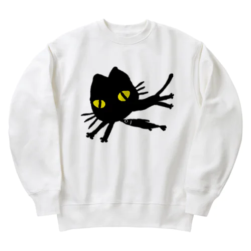 黒ネコとサンマ Heavyweight Crew Neck Sweatshirt