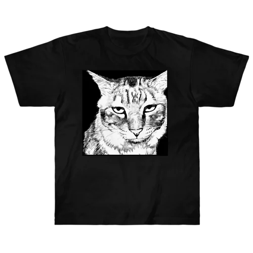じとっとした目で見つめる猫　不透明 Heavyweight T-Shirt