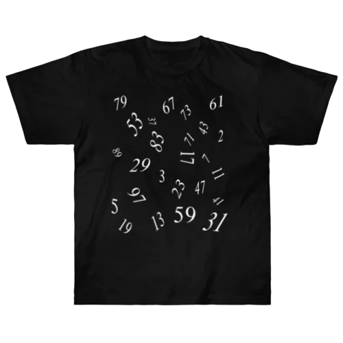 素数Tシャツ(白文字) ヘビーウェイトTシャツ