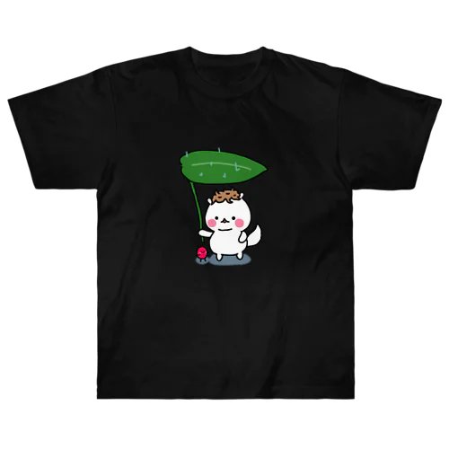 葉っぱの傘をさす もち三郎 Heavyweight T-Shirt