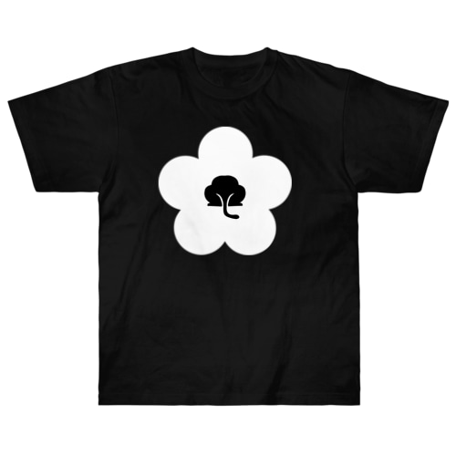 動物家紋h.t.（裏梅ネコ尻）白 Heavyweight T-Shirt