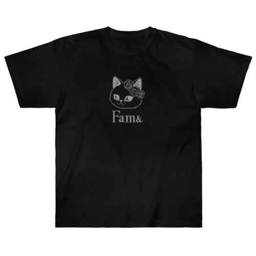 Fam& 花と猫　Glay Heavyweight T-Shirt