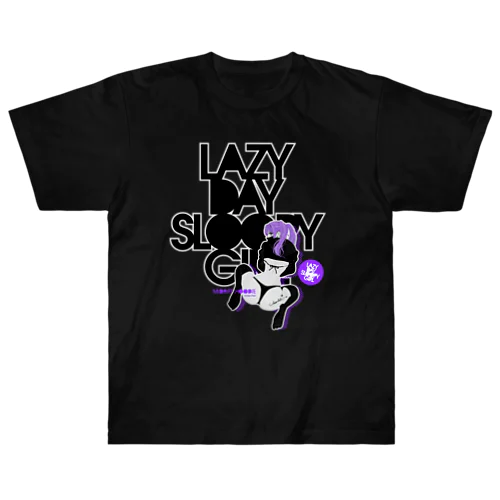 LAZY DAY SLOOPY GIRL 0574 ブラックフーディー女子 エロポップ ロゴ Heavyweight T-Shirt