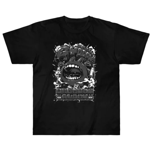 うさぎゃんブラック怪獣デザイン ヘビーウェイトTシャツ