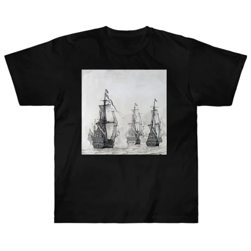 ダンケルクの戦い ウィレム・ファン・デ・ヴェルデ（I） 1659年 ヘビーウェイトTシャツ