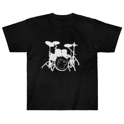 ドラム(ネコ)白 ヘビーウェイトTシャツ