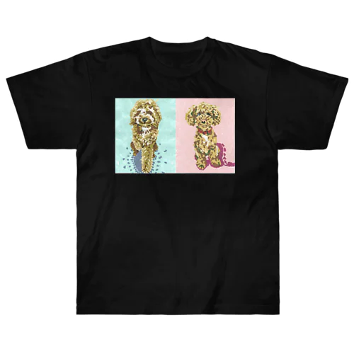 トリミング前後のトイプードルのふき(ちぎり絵) Heavyweight T-Shirt