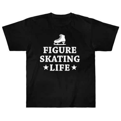 フィギュアスケート・白・figure skating・グッズ・デザイン・フィギアスケート・#Tシャツ・ステップ・スピン・ジャンプ・スケート靴イラスト・技・男子・女子・かっこいい・かわいい・アイスダンス Heavyweight T-Shirt