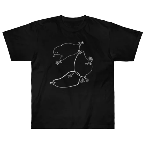 嬉々として踊るキーウィ（しろ） Heavyweight T-Shirt