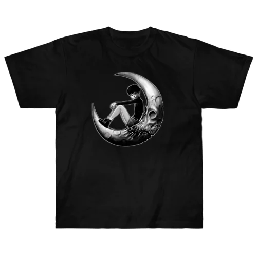 月と黒い少年 Heavyweight T-Shirt
