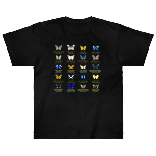 日本の蝶 Butterflies of Japan 2（南西諸島 Nansei Islands）★英名、和名、学名 [ダークカラー] Heavyweight T-Shirt