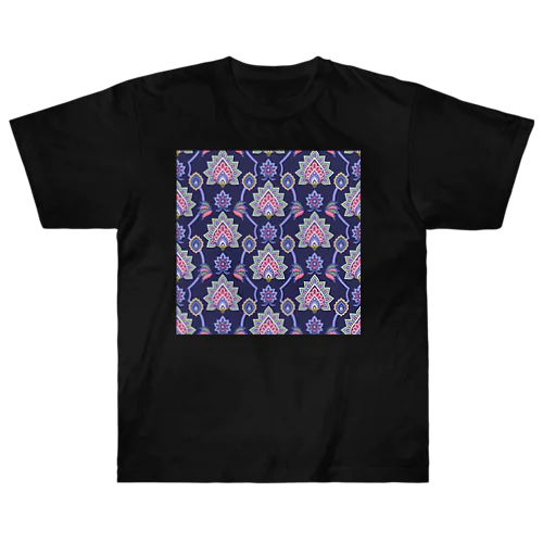 インド風の植物柄（紫） Heavyweight T-Shirt