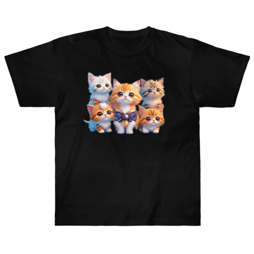 可愛い５匹の子猫 ヘビーウェイトTシャツ