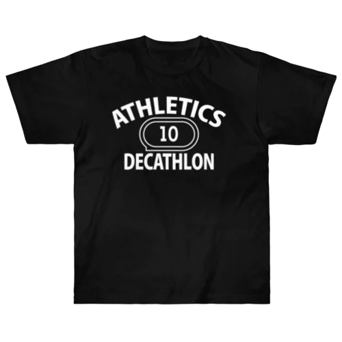 十種競技・白・デカスロン・DECATHLON・陸上競技・じっしゅきょうぎ・2日間・10種・陸上男子・アスリート・選手・陸上部員・有力・確実・候補・有望・応援・日本・実力・メダル・タイム Heavyweight T-Shirt