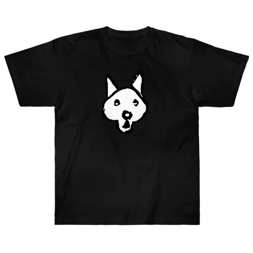 びっくりした犬（白塗り） ヘビーウェイトTシャツ
