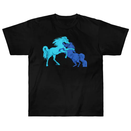 戦う牡馬たち Heavyweight T-Shirt