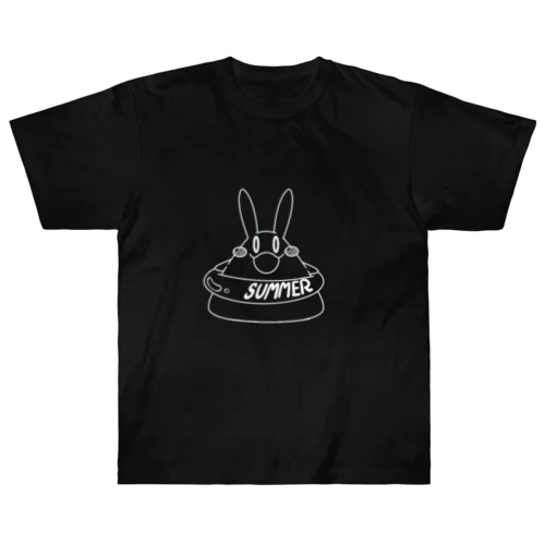 口の大きなウサギSummer（黒Tシャツ） Heavyweight T-Shirt