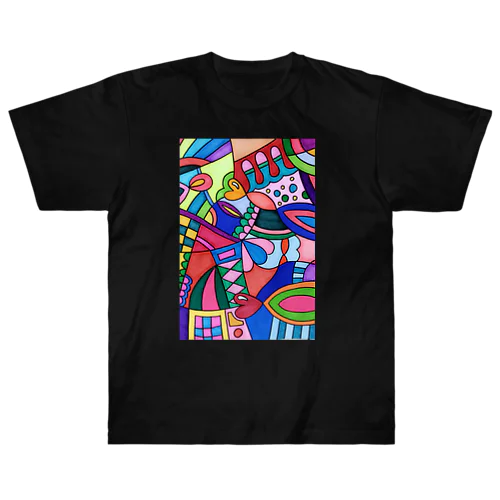 障害者アート 手描きイラスト カラフル Heavyweight T-Shirt