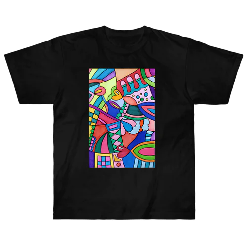 障害者アート 手描きイラスト カラフルアート ヘビーウェイトTシャツ