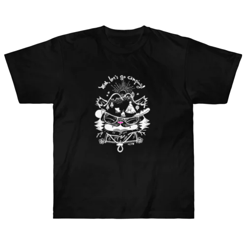 momotora camping! white ヘビーウェイトTシャツ