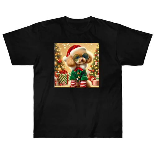トイプードルのひかるくん(クリスマスバージョン) ヘビーウェイトTシャツ