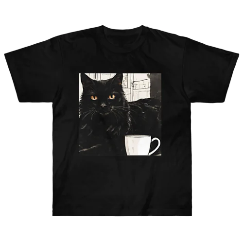 黒猫とコーヒー③ Heavyweight T-Shirt