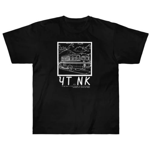 ゆたねこ　ボンネットバス　白抜き Heavyweight T-Shirt