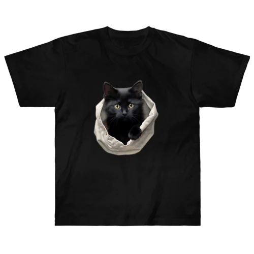 黒猫ちもinポケット Heavyweight T-Shirt