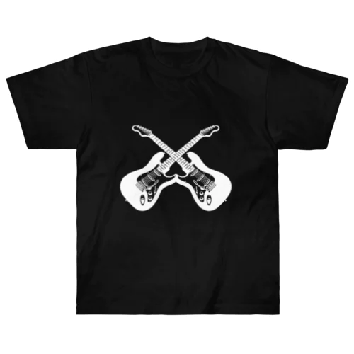 クロスギターホワイト Heavyweight T-Shirt