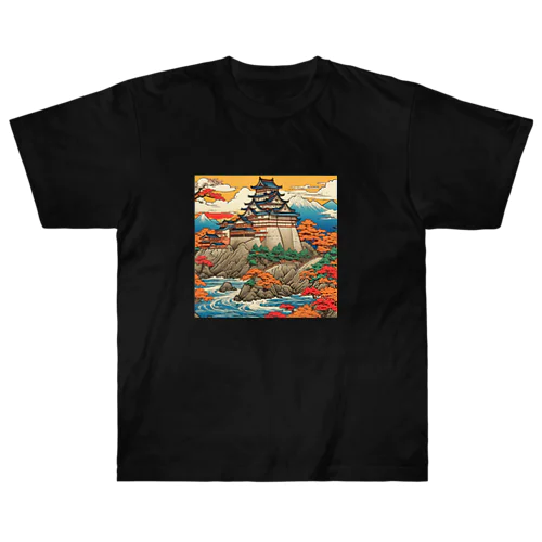 日本の風景、お城　Japanese castle ヘビーウェイトTシャツ