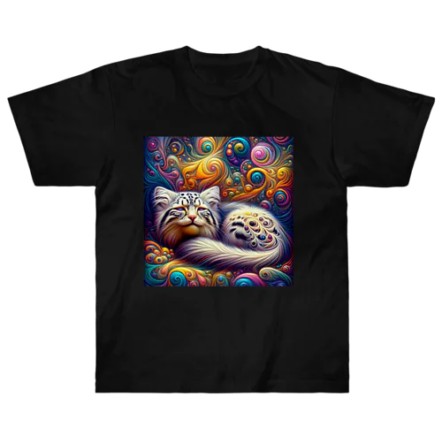 Psychedelic pallas cat ヘビーウェイトTシャツ