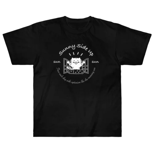 猫　Sunny Side Up (ブラック) Heavyweight T-Shirt