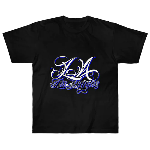 LA Los Angeles Tattoo Script ヘビーウェイトTシャツ