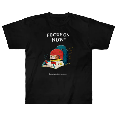 「FOCUS ON NOW_レーサーの猫」 ヘビーウェイトTシャツ