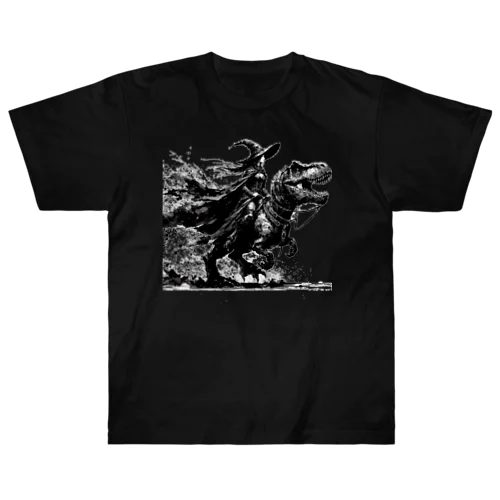 恐竜に乗る荒れ地の魔女 ヘビーウェイトTシャツ