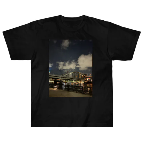 【TOKYO】夜の隅田川　Scenery of Japan Heavyweight T-Shirt