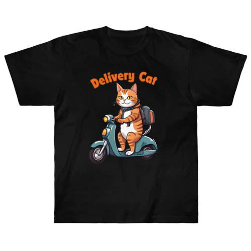 猫の配達人デリバリーキャット Heavyweight T-Shirt