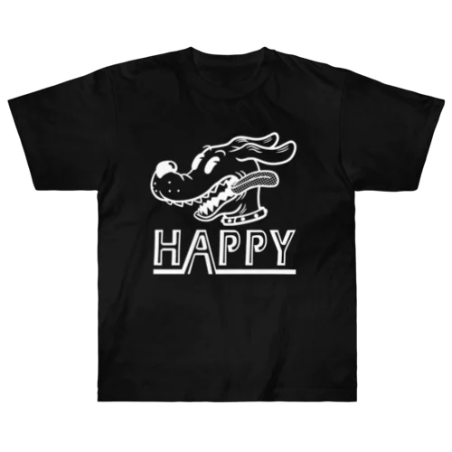 happy dog (white ink) ヘビーウェイトTシャツ