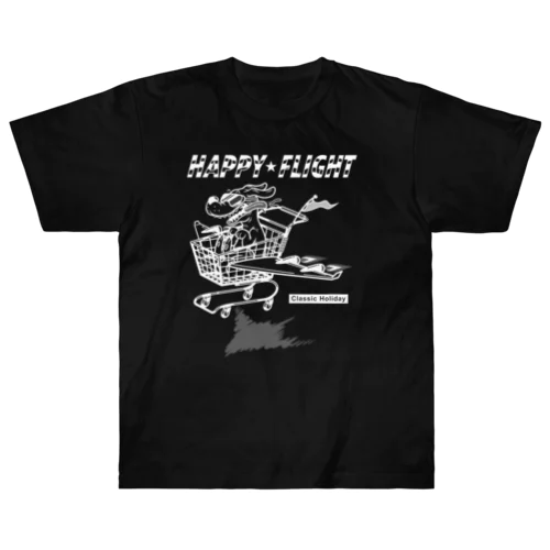 happy dog -happy flight- (white ink) ヘビーウェイトTシャツ