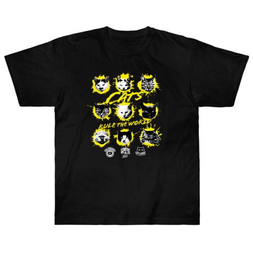 猫が世界を支配する9FACES（黄） Heavyweight T-Shirt
