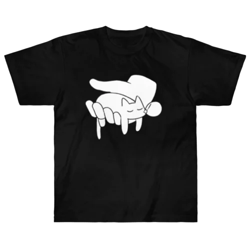 手の上に猫が乗っている Heavyweight T-Shirt