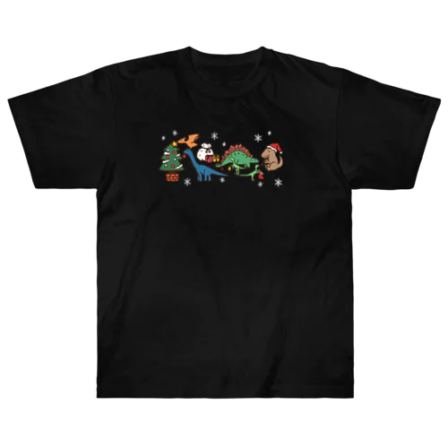 恐竜たちのクリスマス（濃い生地用） Heavyweight T-Shirt