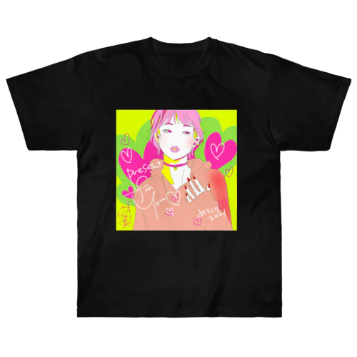 ショートカット＆ハートgirl ヘビーウェイトTシャツ