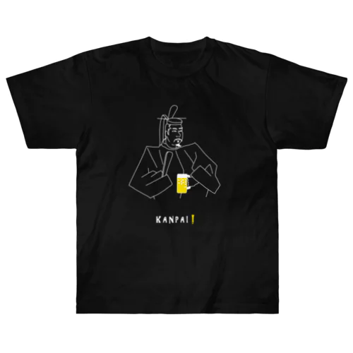 偉人 × BEER（源頼朝）白線画 Heavyweight T-Shirt