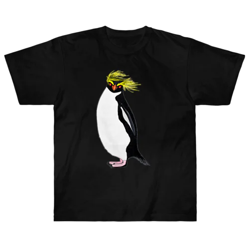 　風に吹かれるイワトビペンギンさん(文字無しバージョン Heavyweight T-Shirt