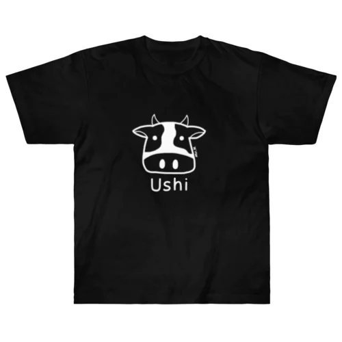 Ushi (牛) 白デザイン ヘビーウェイトTシャツ