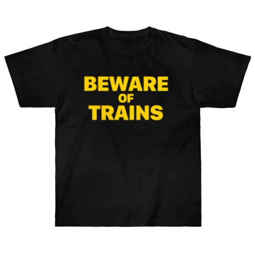 【道路標識】BEWARE OF TRAINS（汽車に注意）（踏切）　イエローロゴバージョン Heavyweight T-Shirt