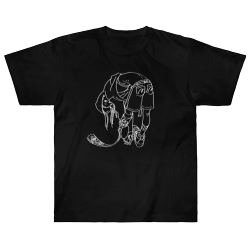 前屈するCちゃん 白線 Heavyweight T-Shirt