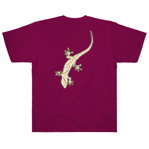 Japanese gecko(ニホンヤモリ)　英語デザイン ヘビーウェイトTシャツ